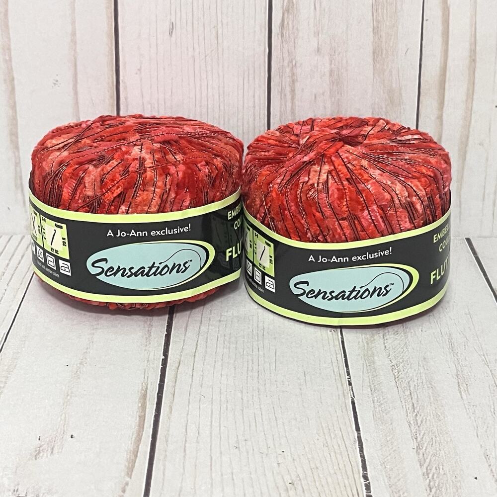 Sensations Flutterby Ladder Ribbon Yarn Red Lot of 2 Skeins -Discontinued